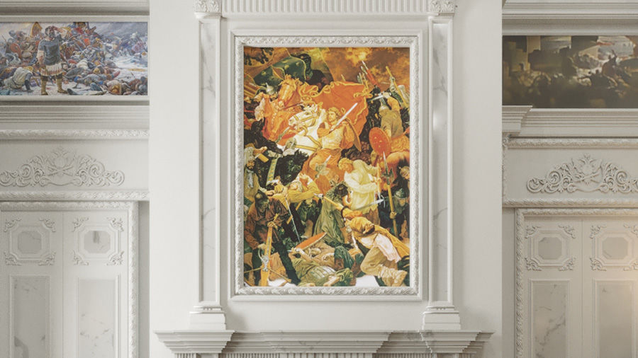 «Кто к нам с мечом придёт, от меча и погибнет» (фрагмент), автор: Сергей Присекин, 1983